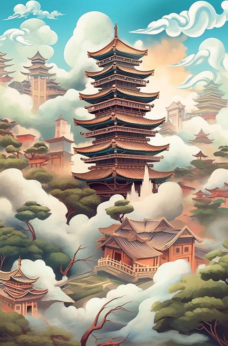 南方城市古建筑园林,插画/手绘图,插画/手绘图库,插画/手绘图下载,插画/手绘